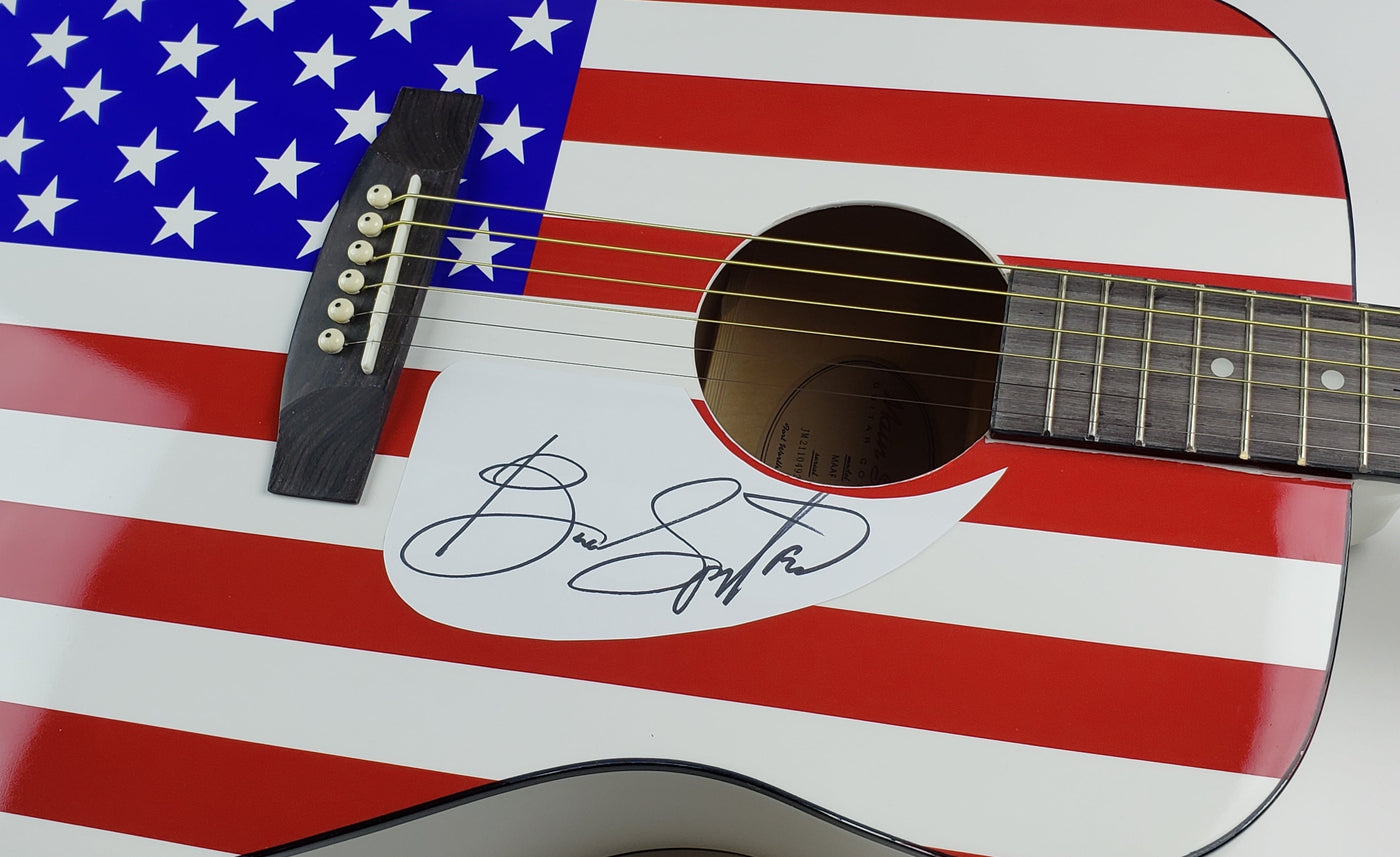 Bruce Springsteen Autographed Signed Acoustic Guitar BORN IN THE USA Flag