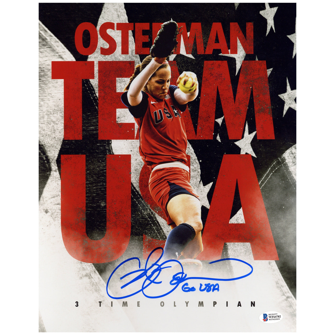 Cat Osterman Autographed 11x14 Metallic Photo USA Olympian Signed BAS COA