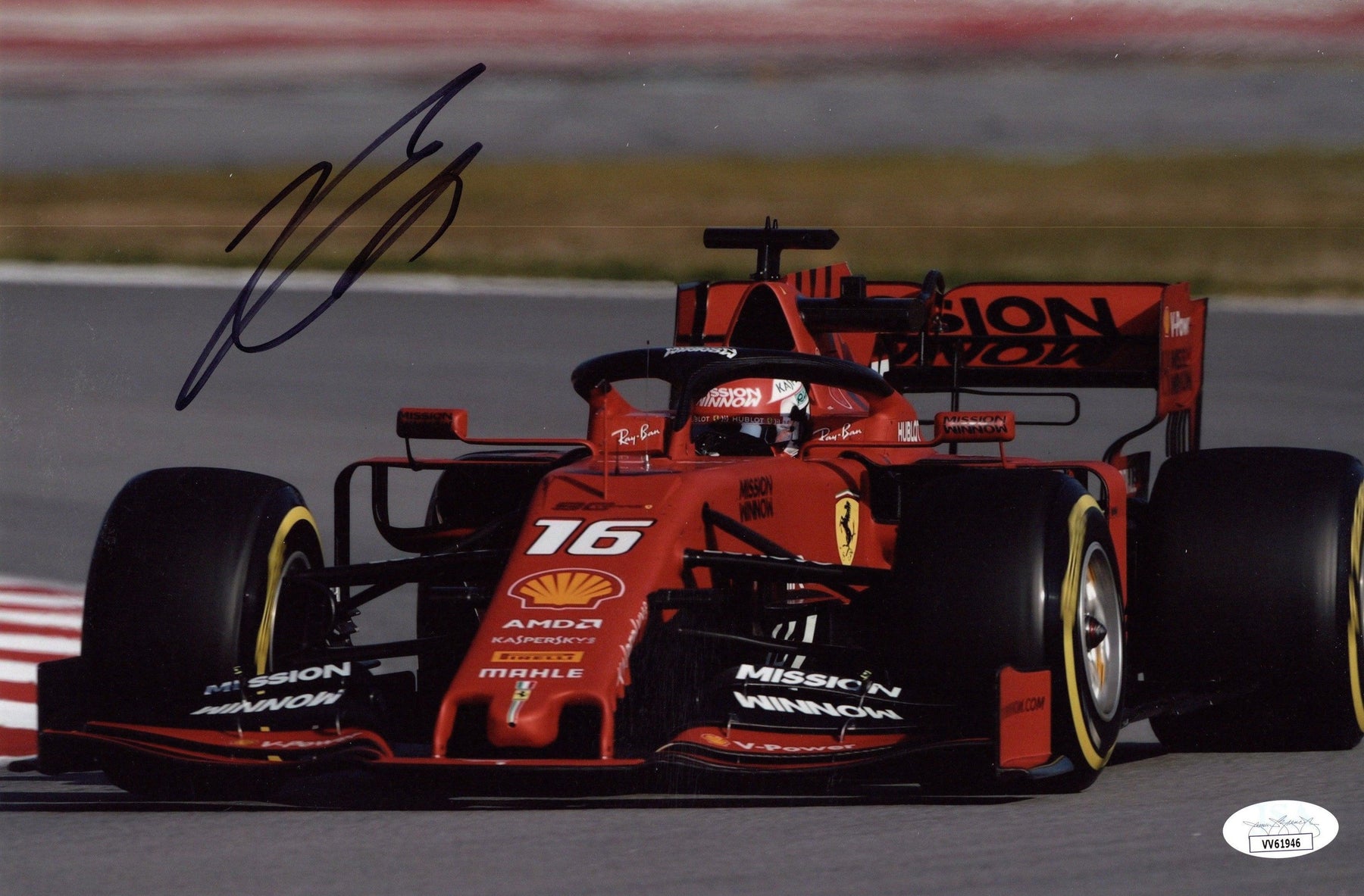 Photo 20x25cm Signée Charles Leclerc – Ferrari F1 2023 – Authentifiée JSA
