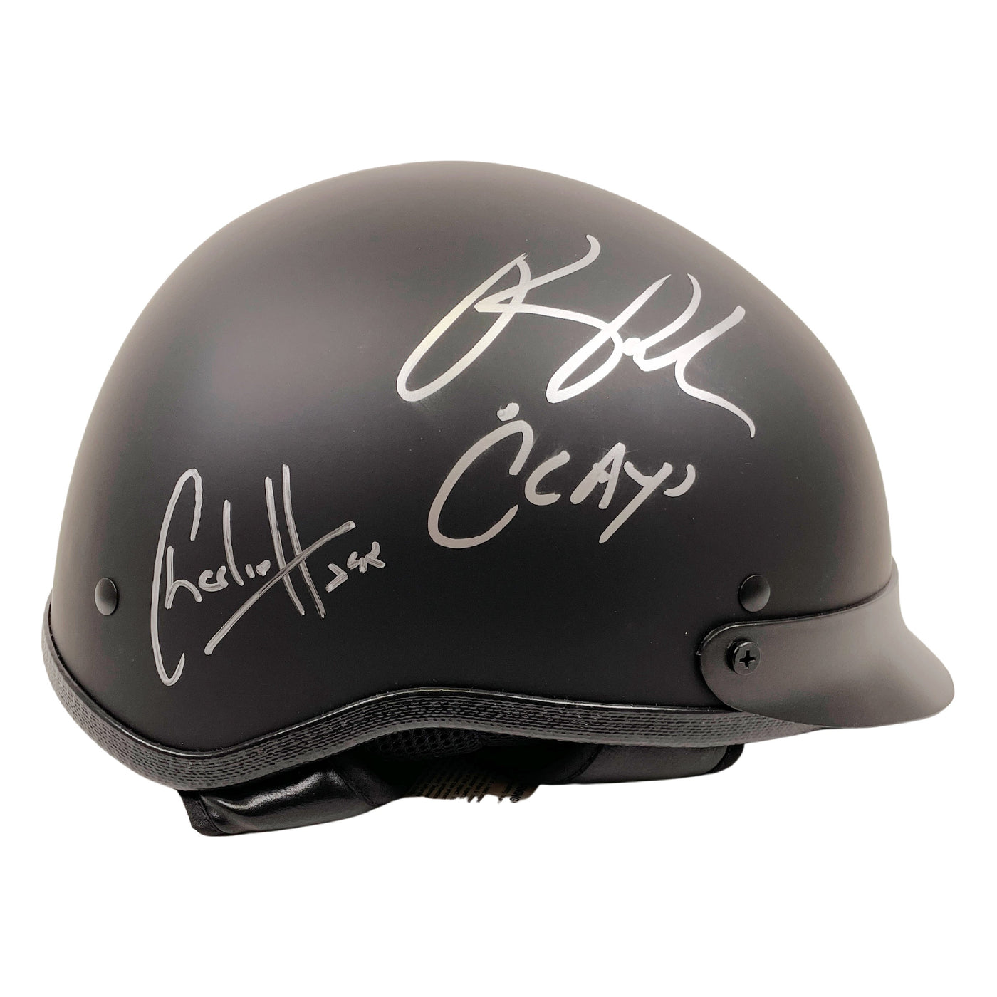 Charlie Hunnam & Ron Perlman Signed Biker Helmet Sons of Anarchy Autographed JSA COA #1