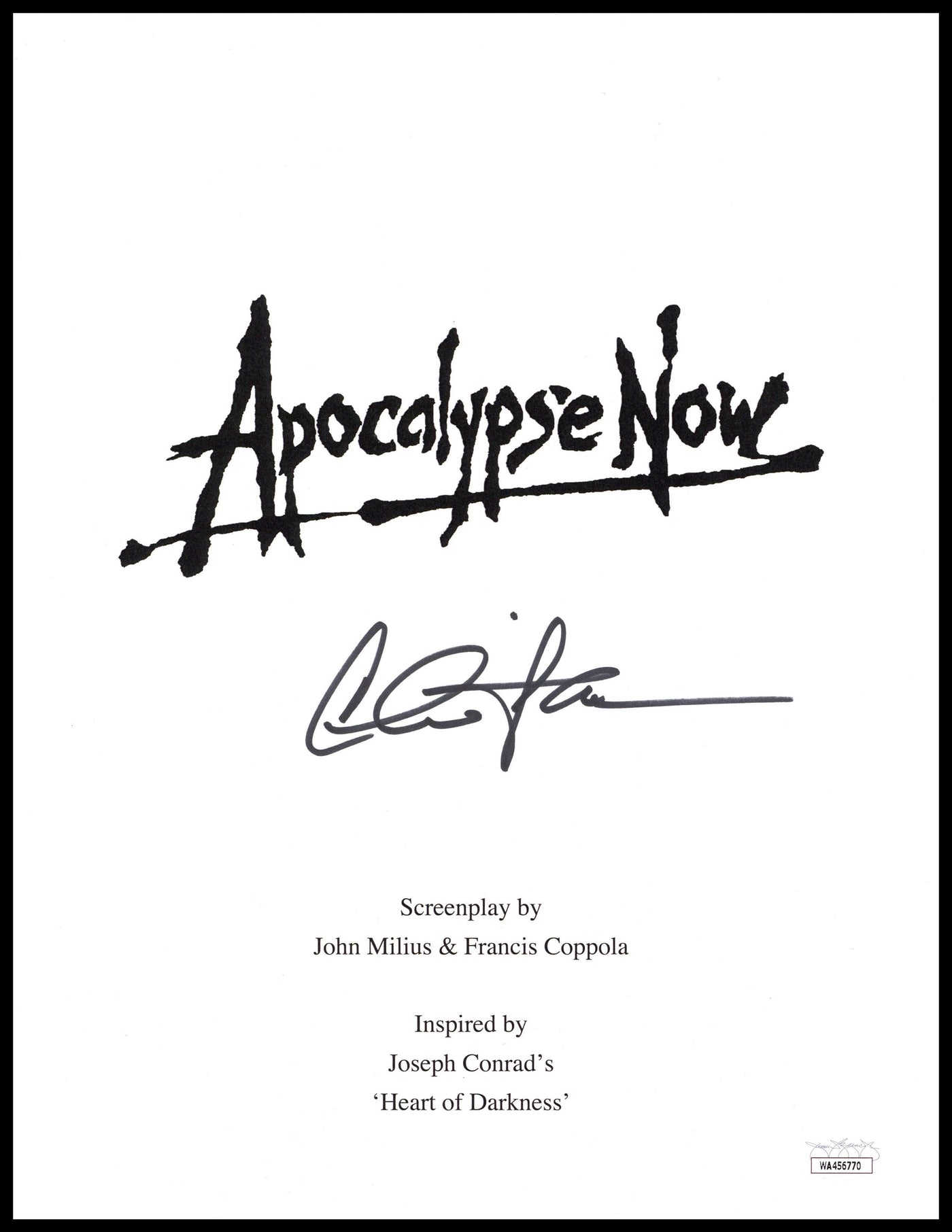 Charlie Sheen Signed Apocalypse Now Movie Script Cover Autographed JSA COA