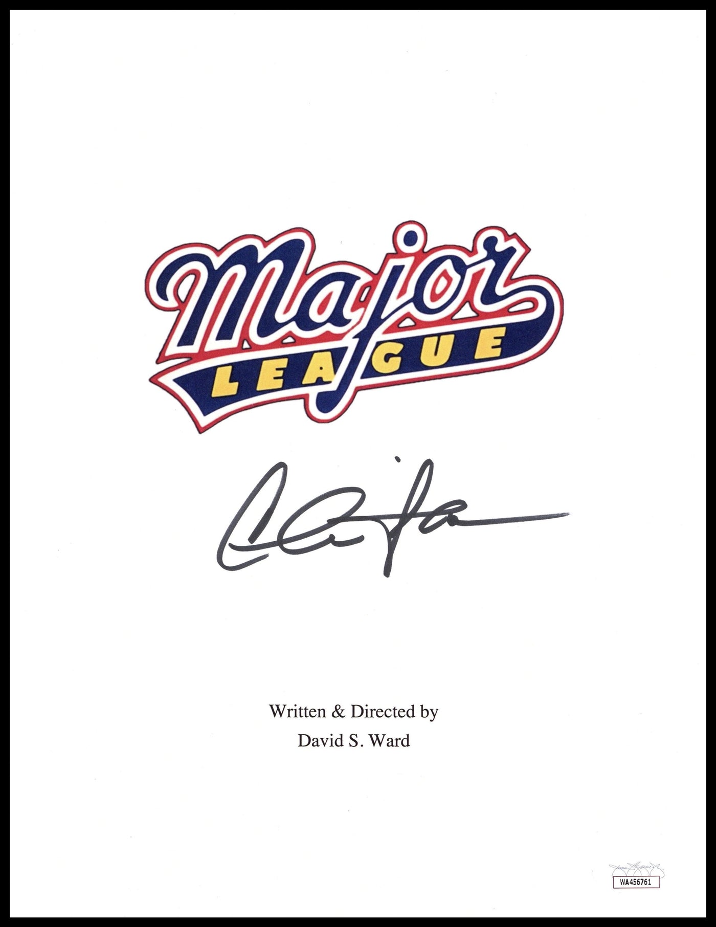 Charlie Sheen Signed Major League Movie Script Cover Autographed JSA COA