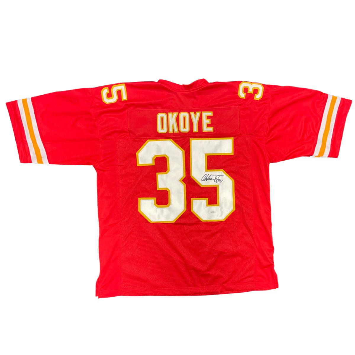 SALE Christian Okoye Signed KC Chiefs Custom Jersey Autographed JSA COA