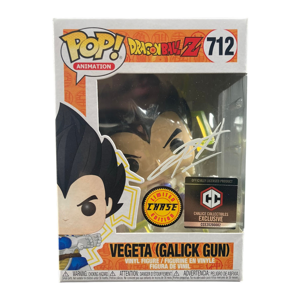 Christopher Sabat Signed Funko POP Dragonball Z Vegeta Galick Gun Chase JSA COA