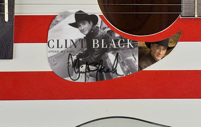 Clint Black Autographed Signed USA Flag Acoustic Guitar Country Music ACOA