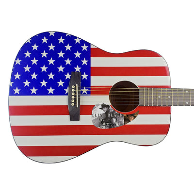 Clint Black Autographed Signed USA Flag Acoustic Guitar Country Music ACOA