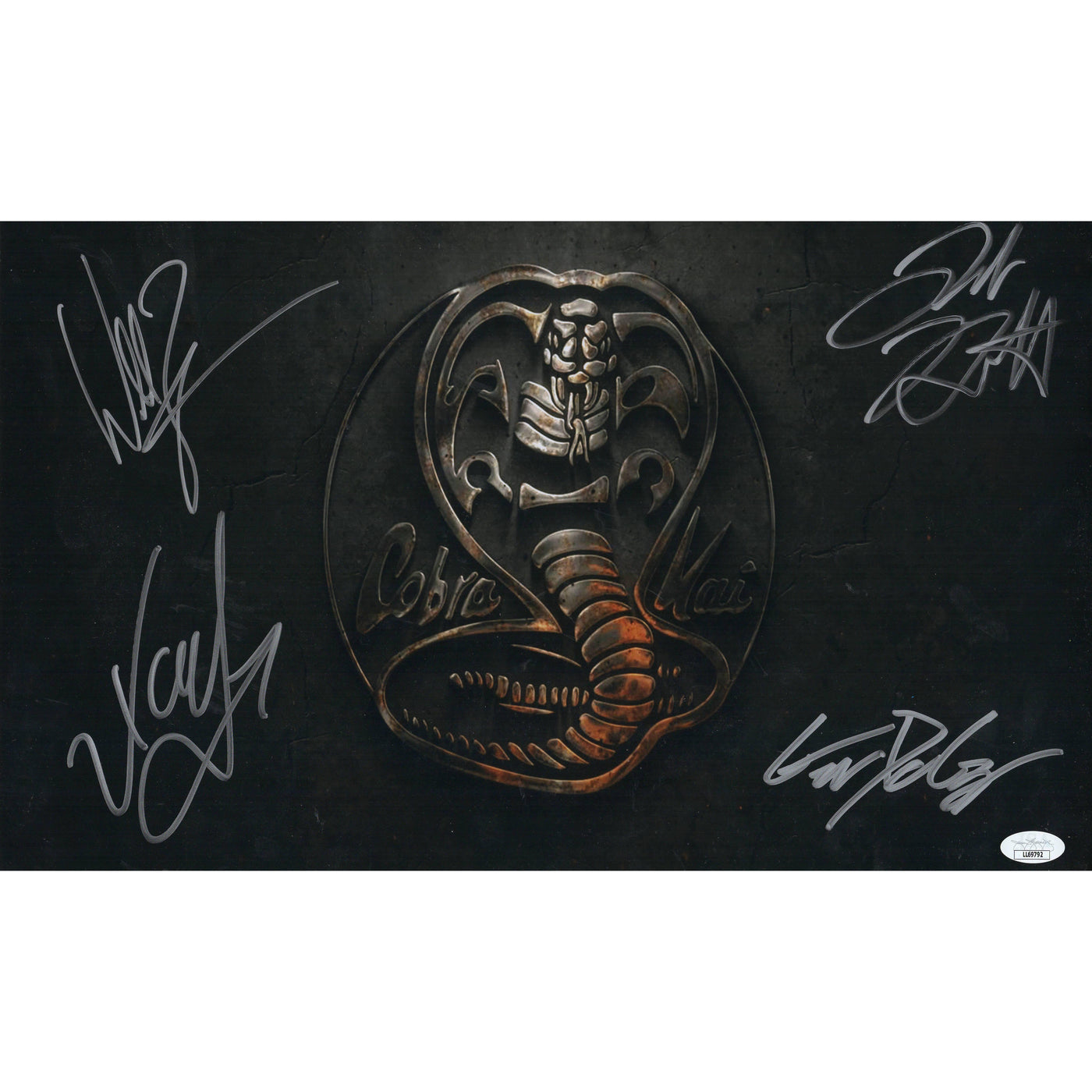Cobra Kai Cast Autograph 11x17 Photo Zabka Xolo Jacob Gianni Signed JSA COA
