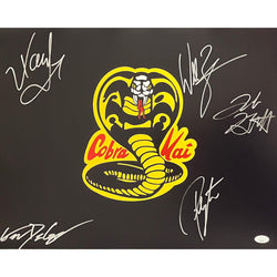 Image of Cobra Kai Cast Autograph 16x20 Photo Zabka Xolo Jacob Gianni Peyton Signed JSA COA