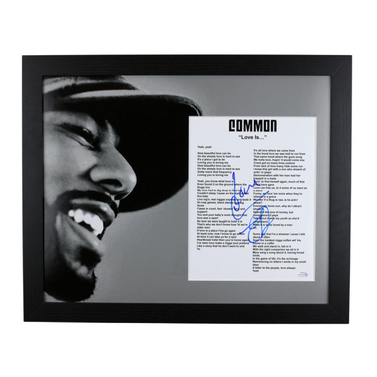 Common Signed Lyric Sheet Custom Framed 16x20 Autographed ACOA
