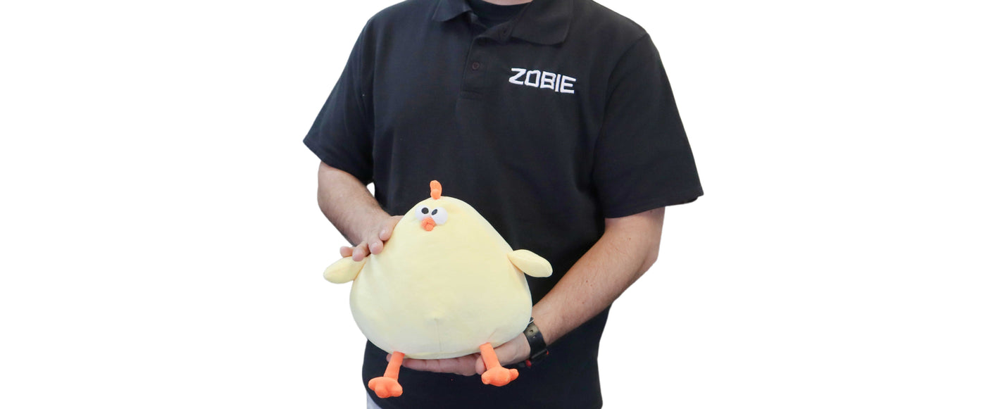 Crazy Eye Chicken "S" Size Plushie Toy - 11 Inches Tall/ 11 Inches Wide-Plushie-Zobie Productions-Zobie Productions