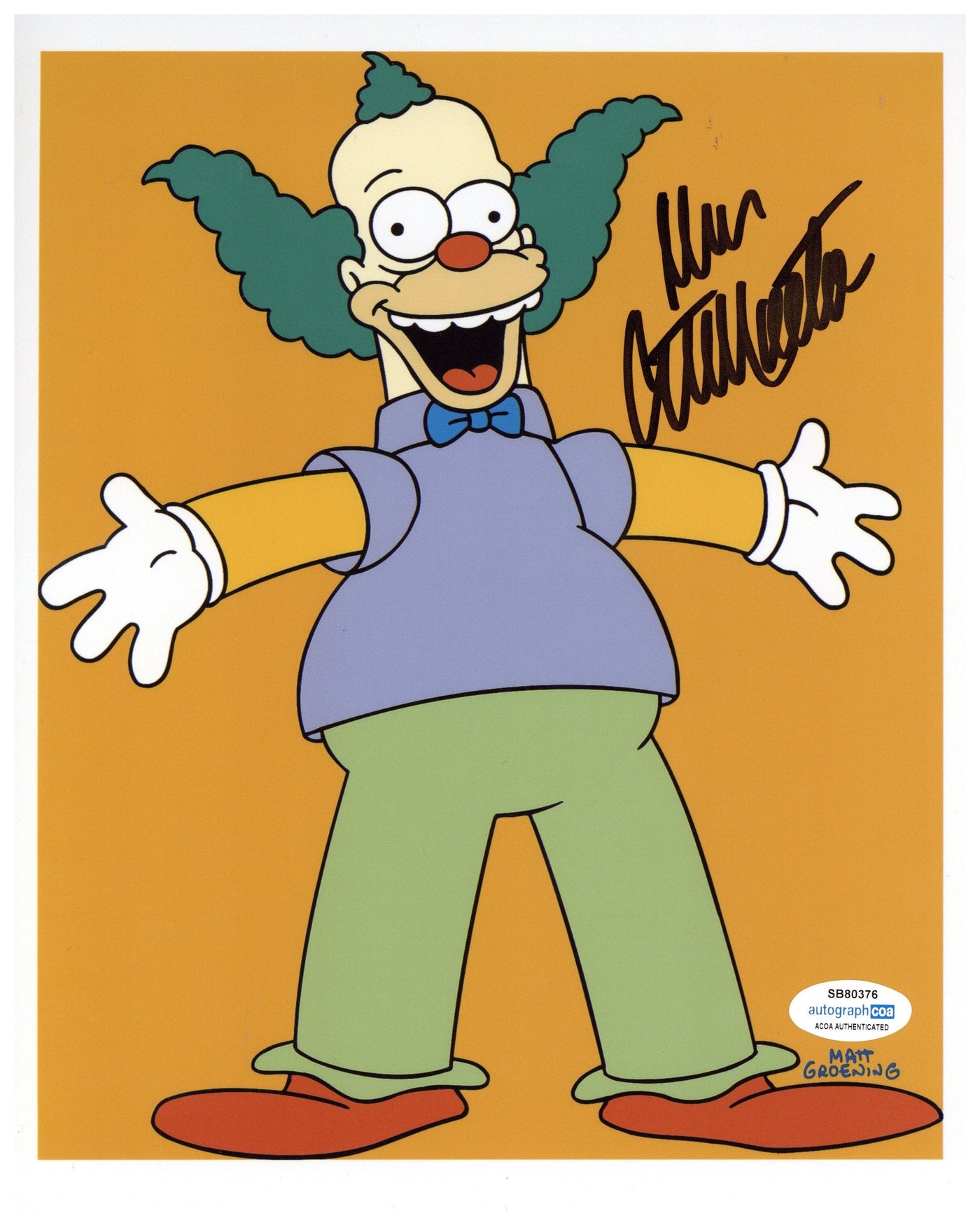 Dan Castellaneta Signed 8x10 Photo The Simpsons Krusty the Clown Autographed ACOA