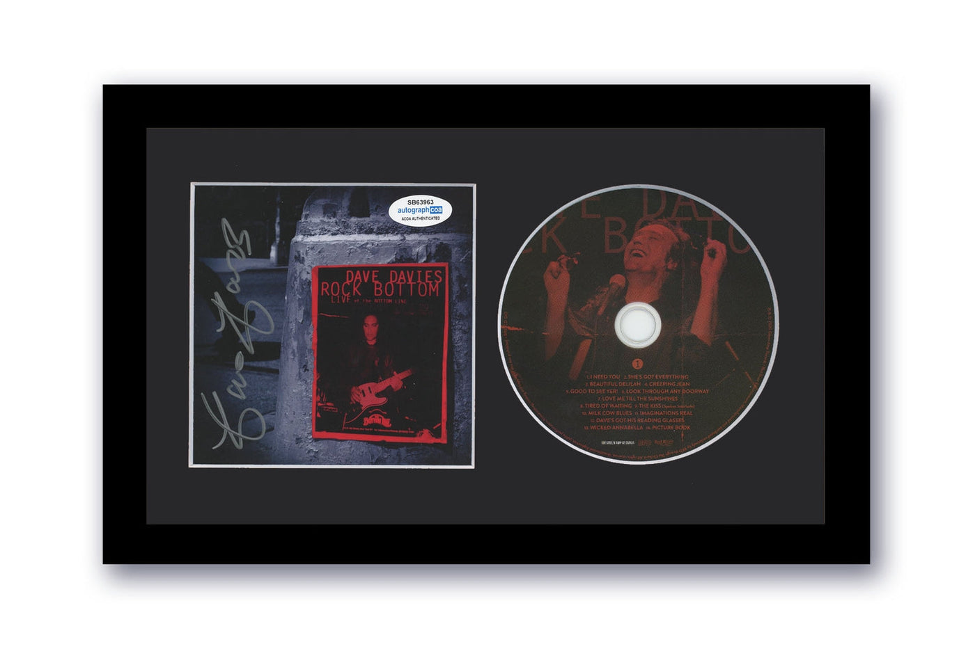 Dave Davies Autographed Signed 7x12 Custom Framed CD Rock Bottom The Kinks ACOA