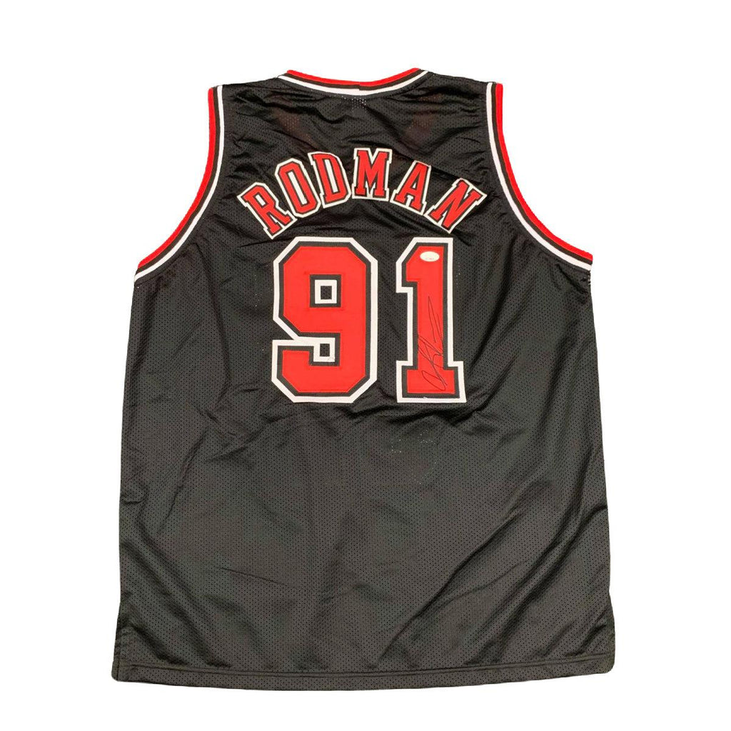Chicago Bulls Dennis Rodman Autographed Black Jersey Be