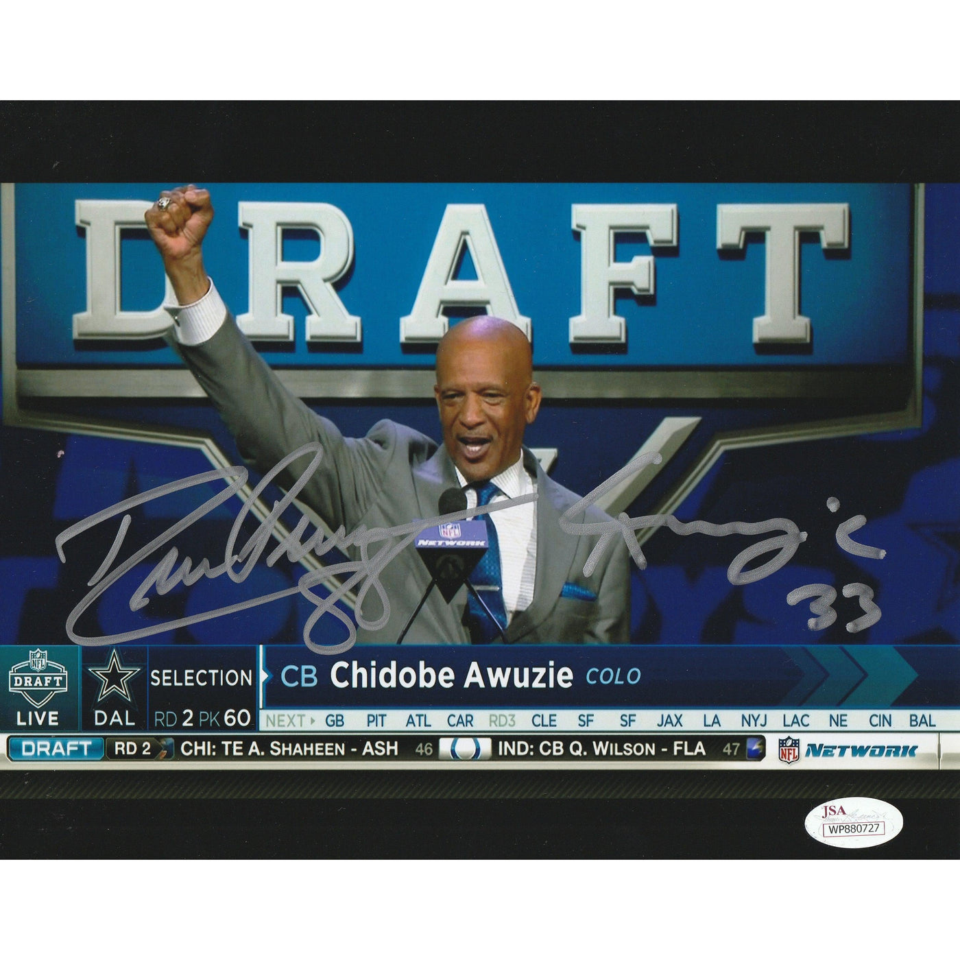 Drew Pearson Chidobe Awuzie Autograph 8x10 Photo Dallas Cowboys NFL Draft JSA
