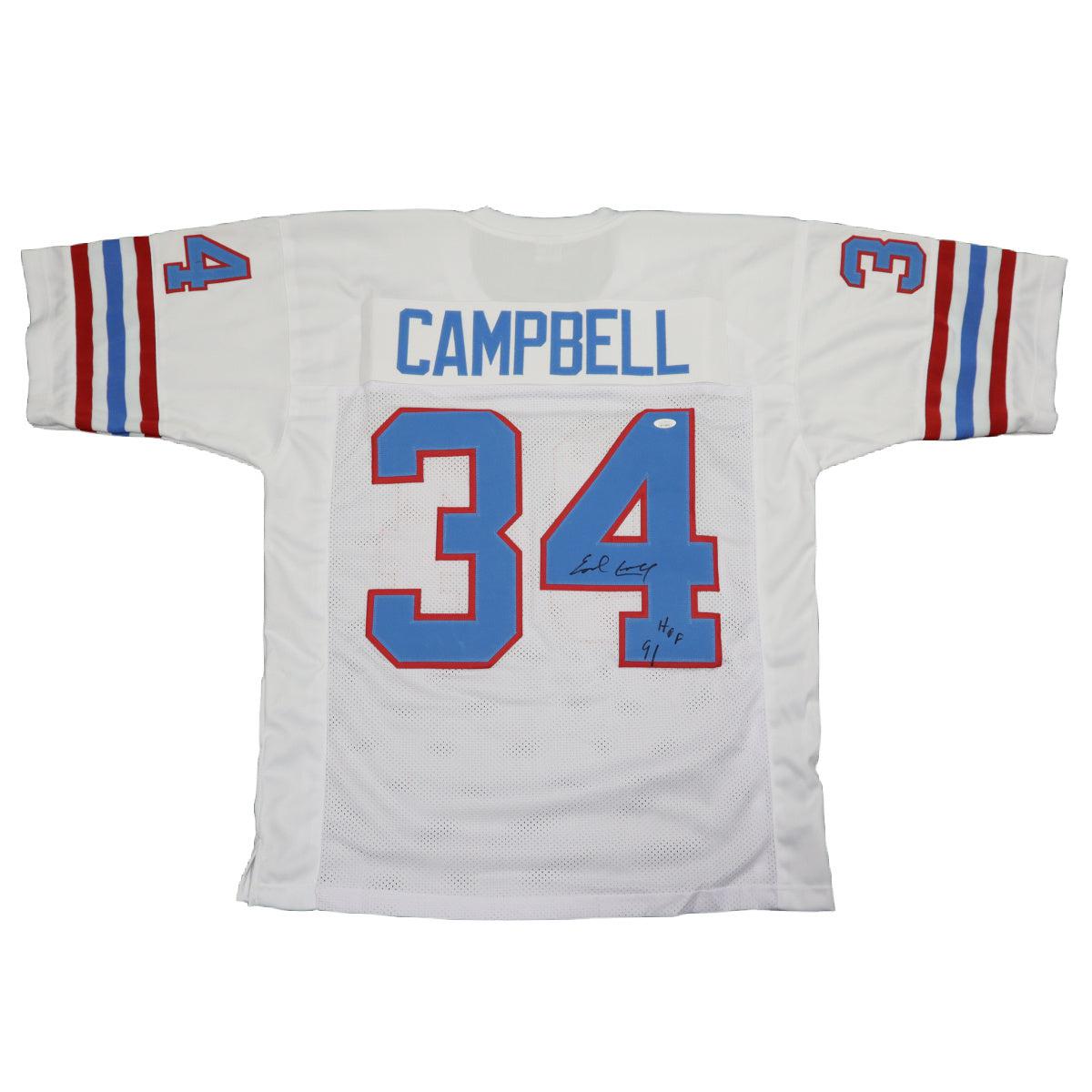 Earl Campbell Autographed Houston Oilers Custom Jersey Signed JSA COA