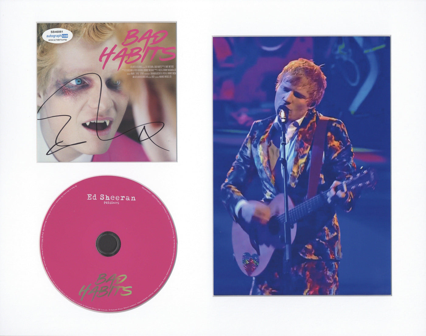 Ed Sheeran Signed Bad Habits CD Cover Framed ACOA