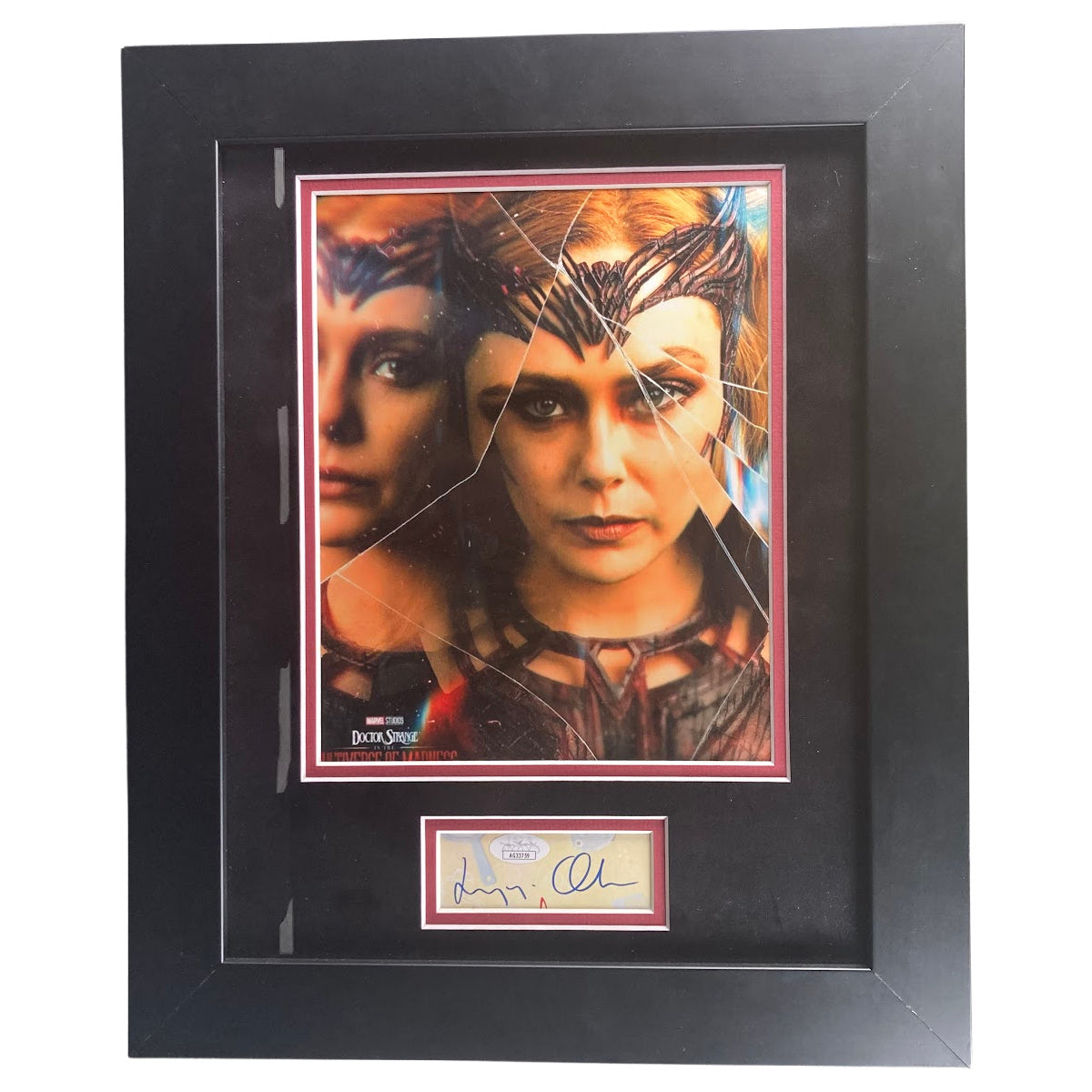 Elizabeth Olsen Autographed Scarlet Witch Memorabilia Cut from Wandavision JSA COA
