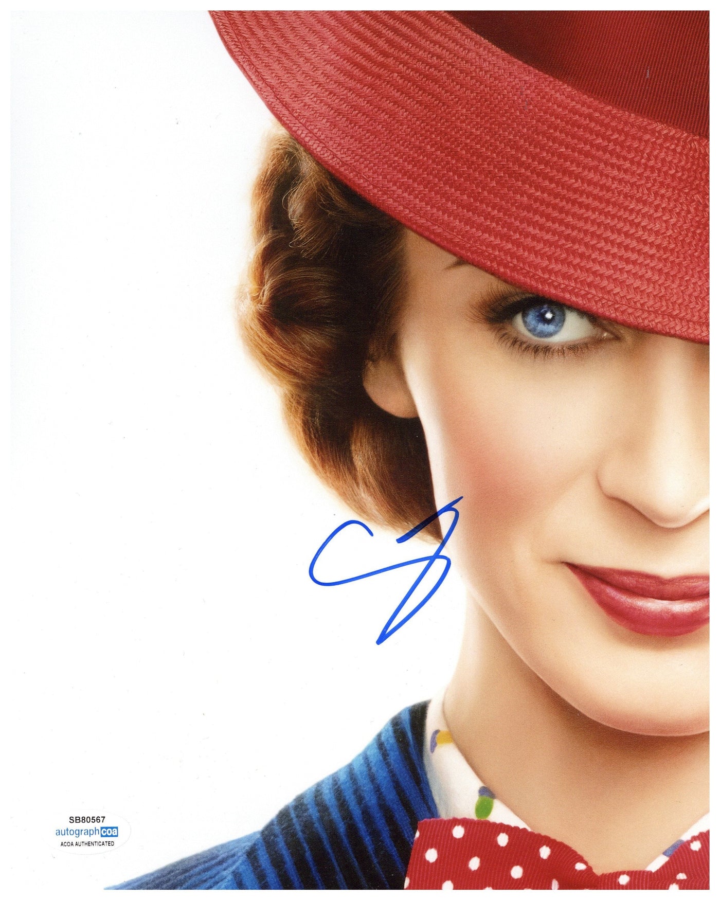 Emily Blunt Signed 8x10 Photo Mary Poppins Autographed ACOA #4