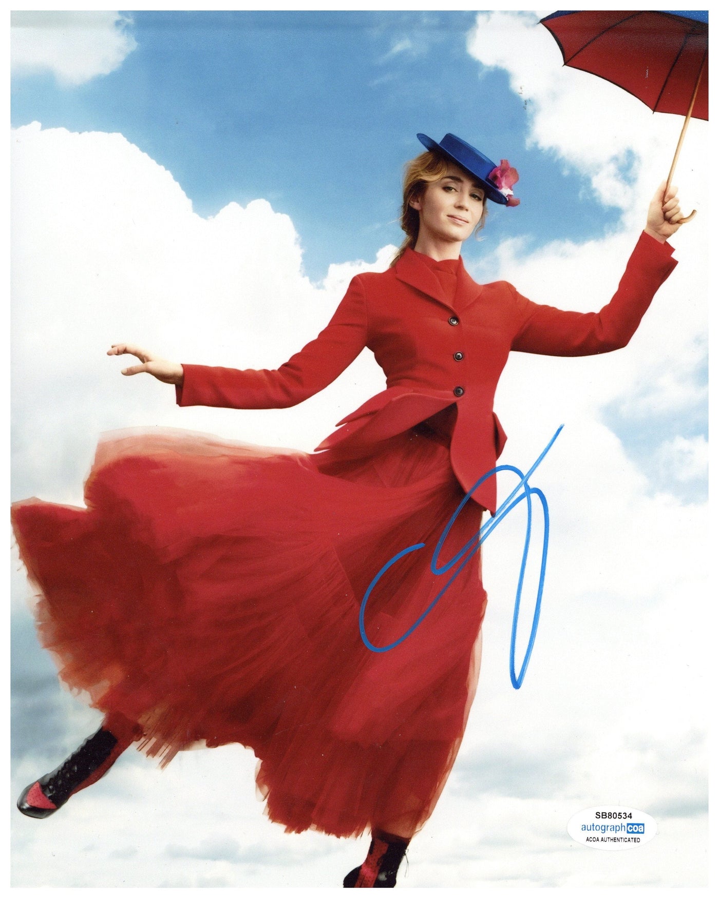 Emily Blunt Signed 8x10 Photo Mary Poppins Autographed ACOA