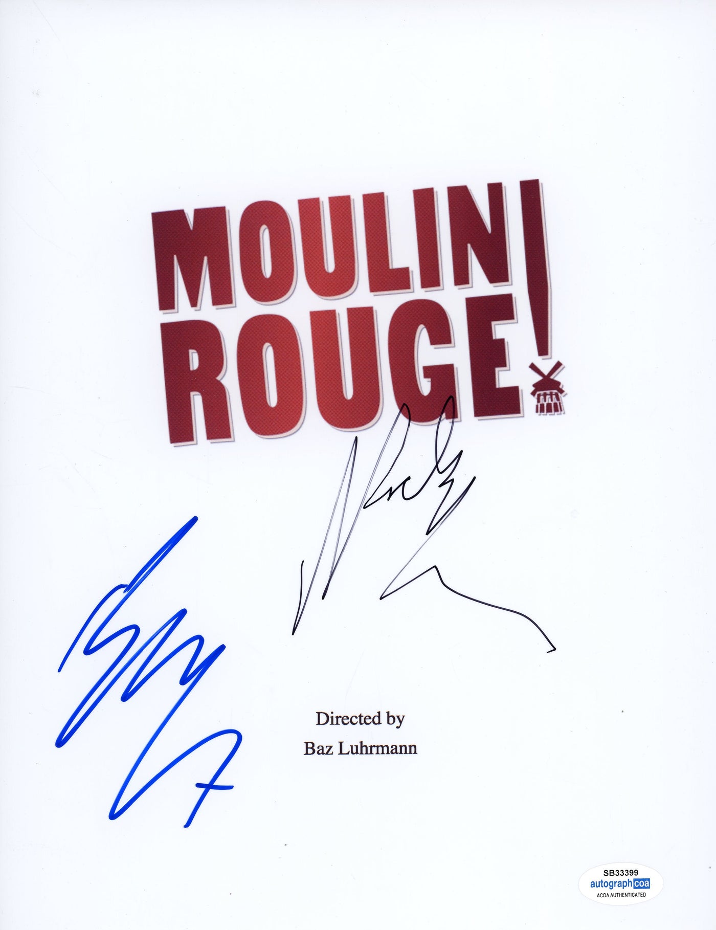 Ewan McGregor & Nicole Kidman Signed Moulin Rouge Script Cover Autographed ACOA