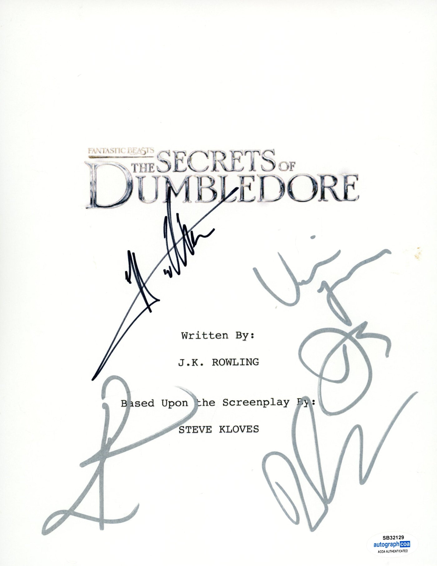 Fantastic Beasts Cast Eddie Redmayne Signed Script Cover Autographed ACOA