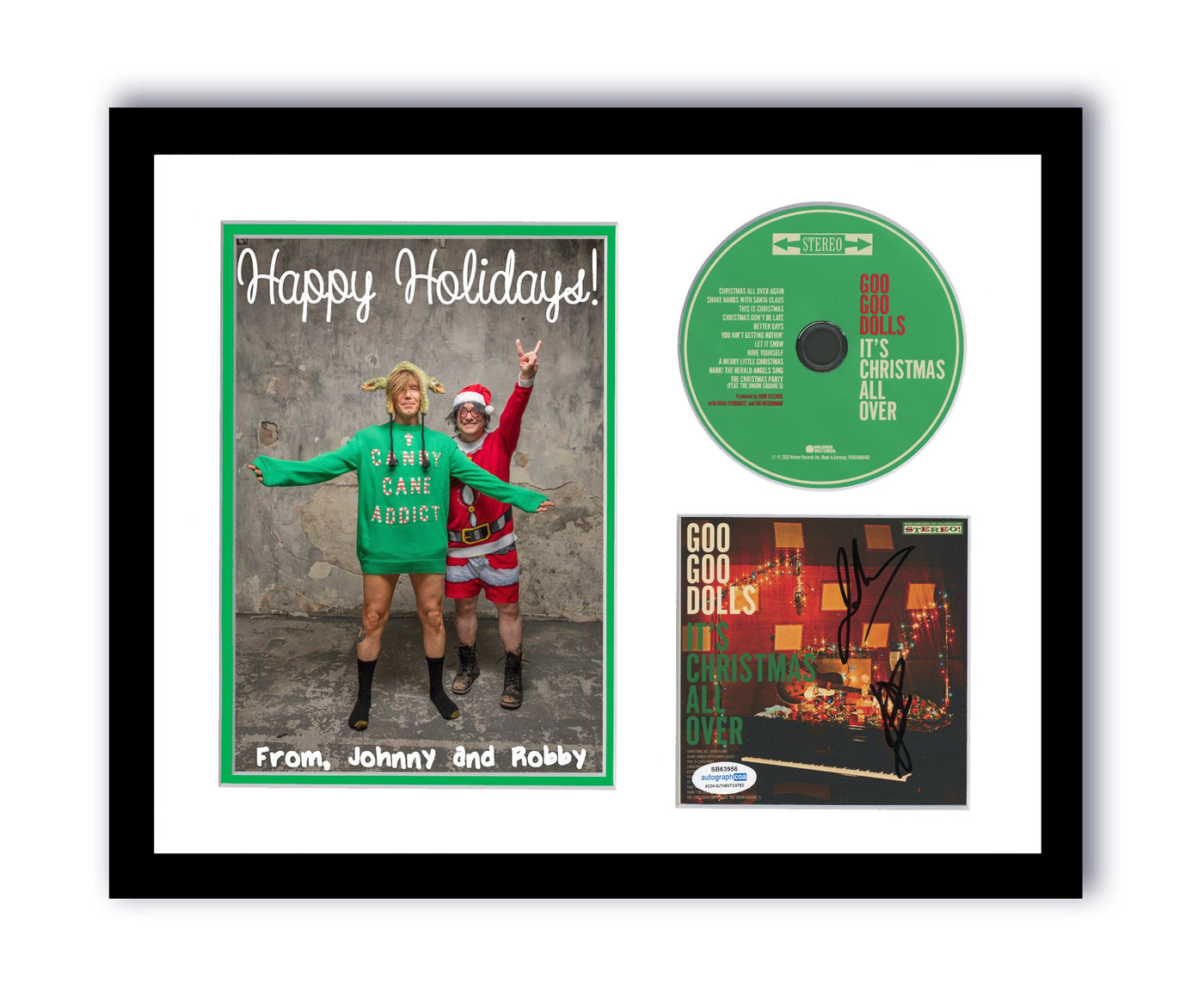 Goo Goo Dolls Autographed Signed 11x14 Framed CD Photo Christmas All Over ACOA