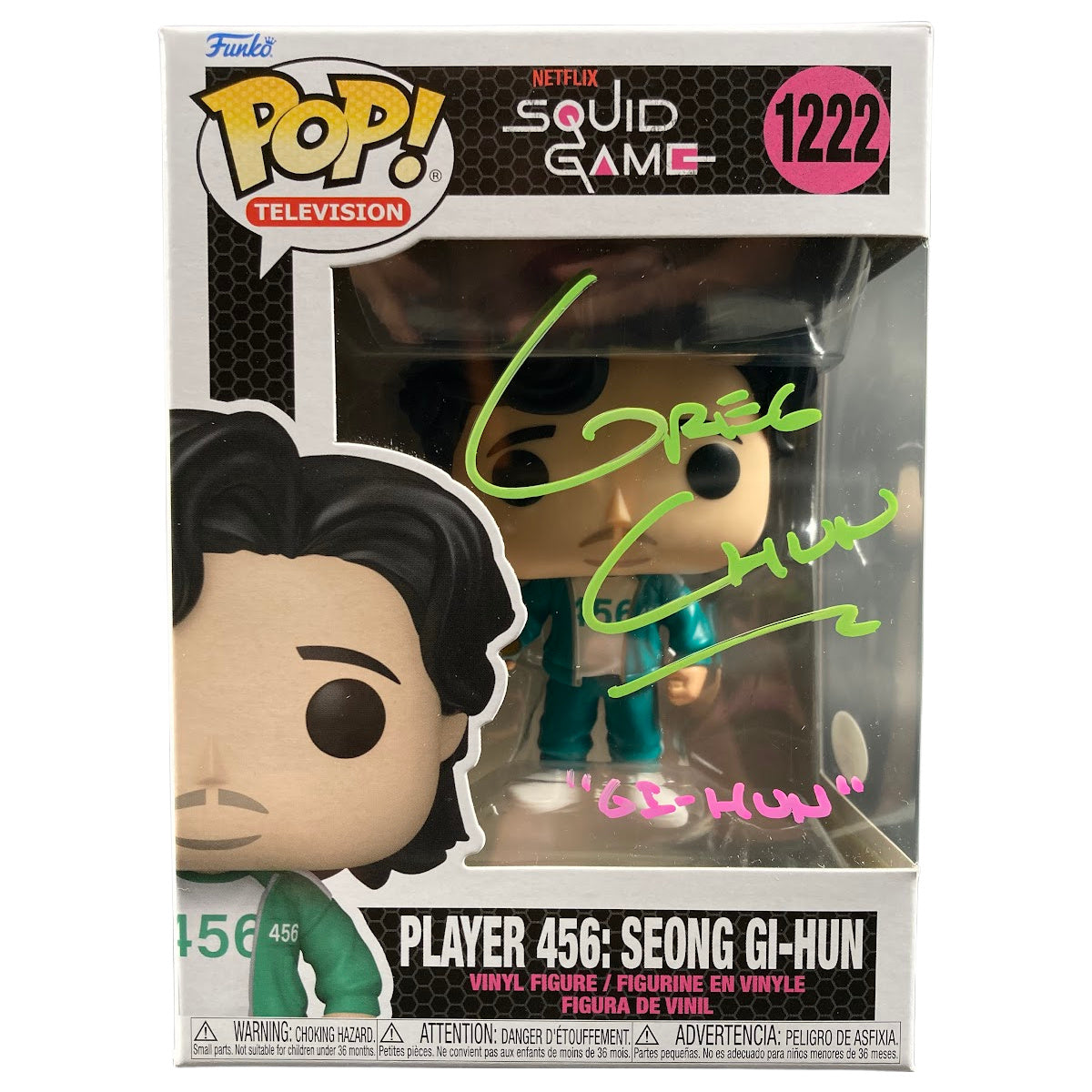 Greg Chun Signed Funko POP Squid Game #1222 Player 456 Autographed JSA #2