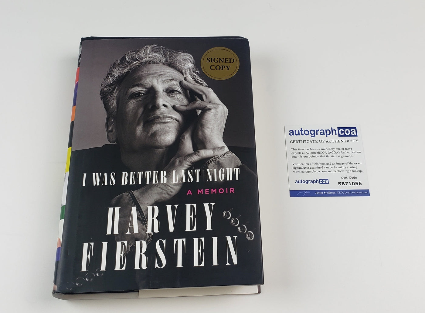 Harvey Fierstein Autographed Signed Book I Was Better Last Night Memoir ACOA