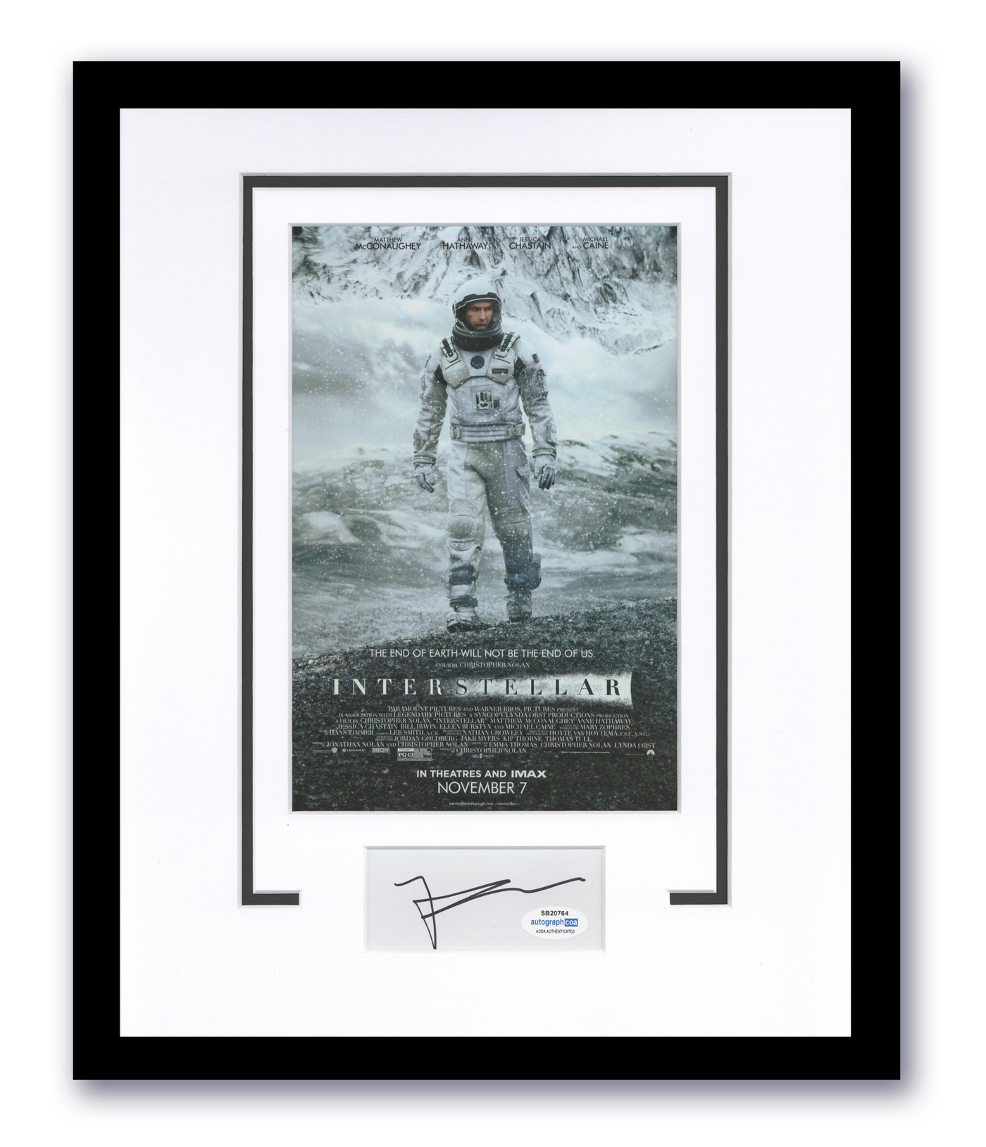 Interstellar Matthew McConaughey Autograph 11x14 Framed Poster Photo ACOA