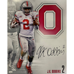 Image of JK Dobbins Signed Ohio State OSU 16x20 Photo Go Bucks Baltimore Ravens JSA COA