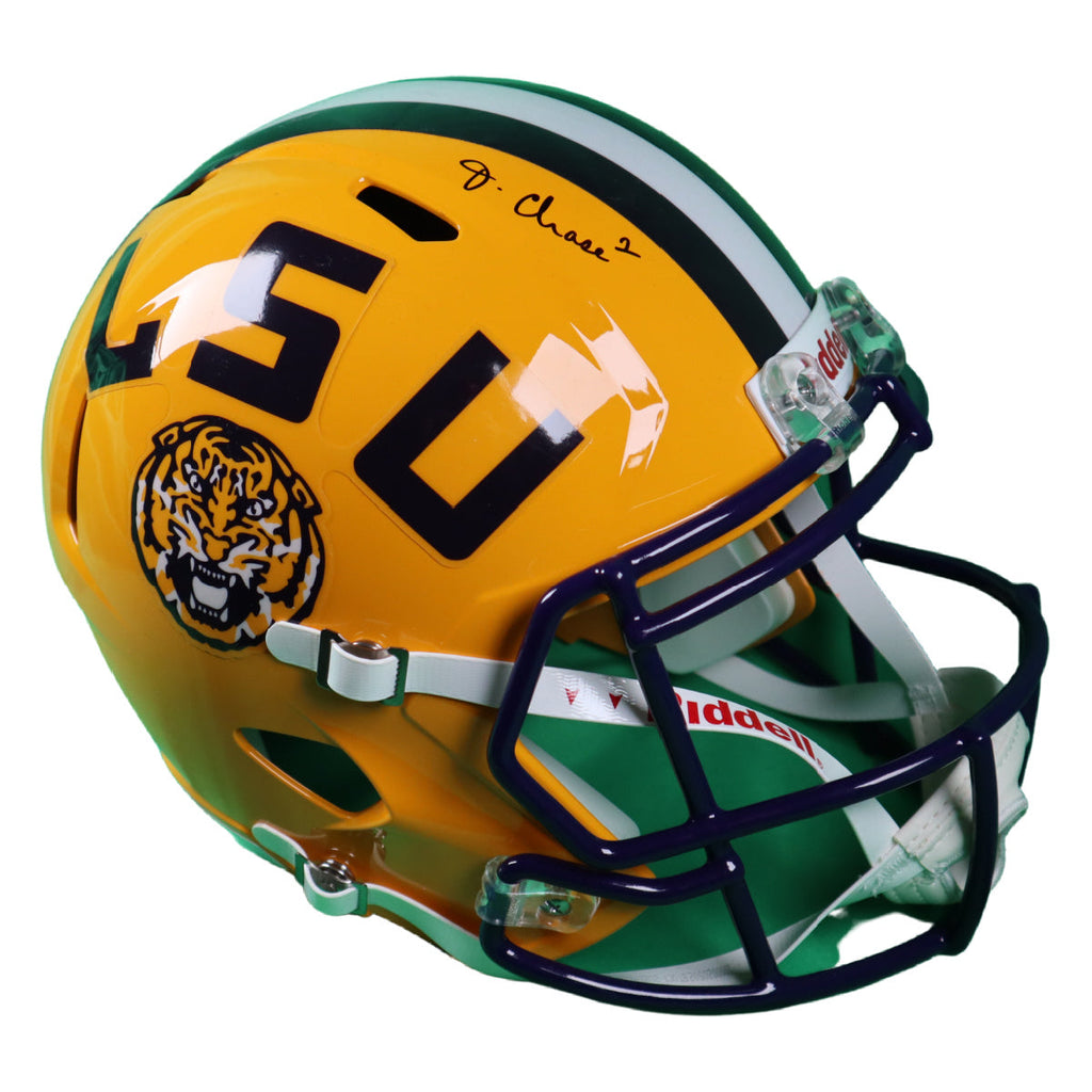 Ja'Marr Chase LSU Tigers Autographed Riddell Speed Replica Helmet