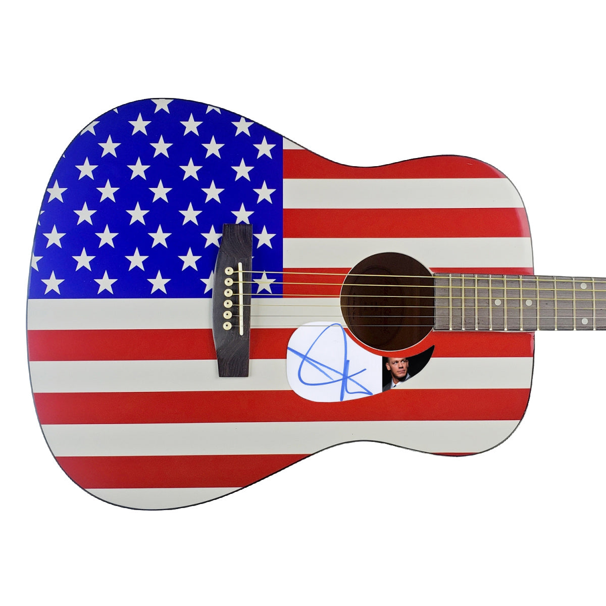 John Cena Autographed Signed USA Flag Acoustic Guitar Wrestling ACOA