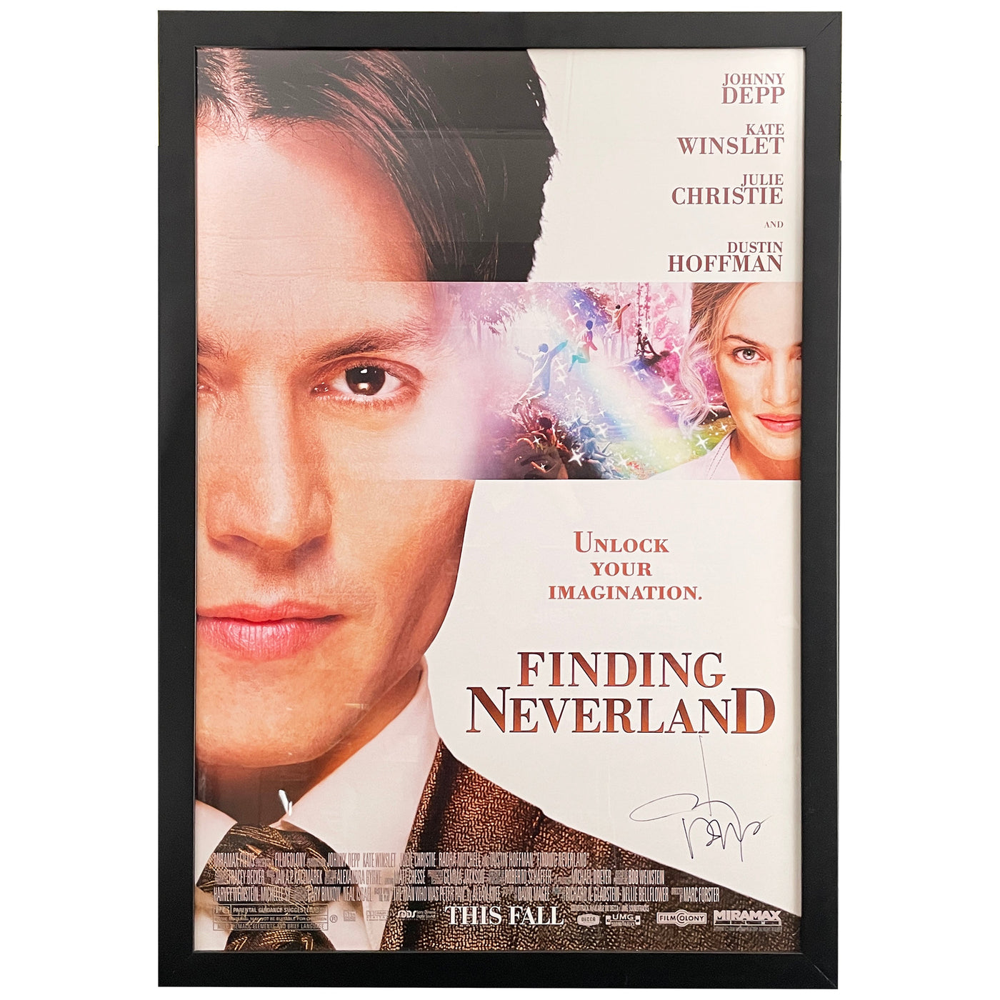Johnny Depp Signed Finding Neverland FS Poster Autographed JSA COA