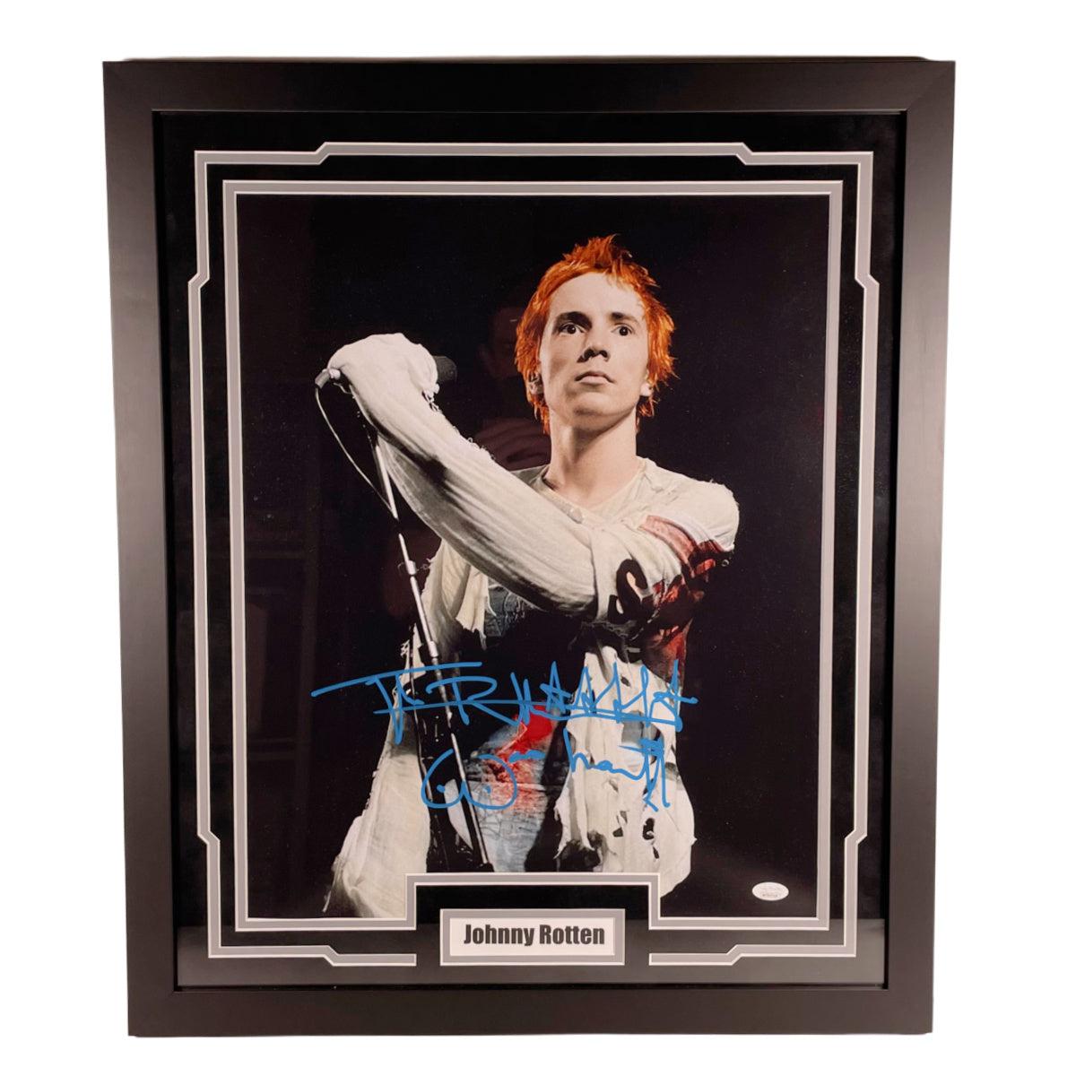 Johnny Rotten Autographed 16x20 Photo Custom Framed Sex Pistols Signed JSA COA