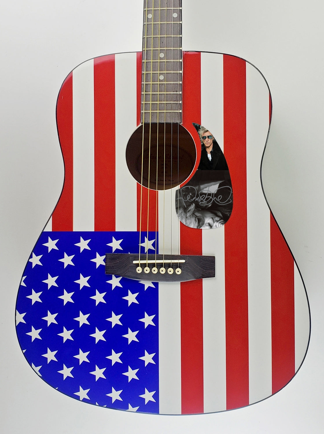 Jon Bon Jovi Autographed Signed Acoustic USA Flag Guitar ACOA
