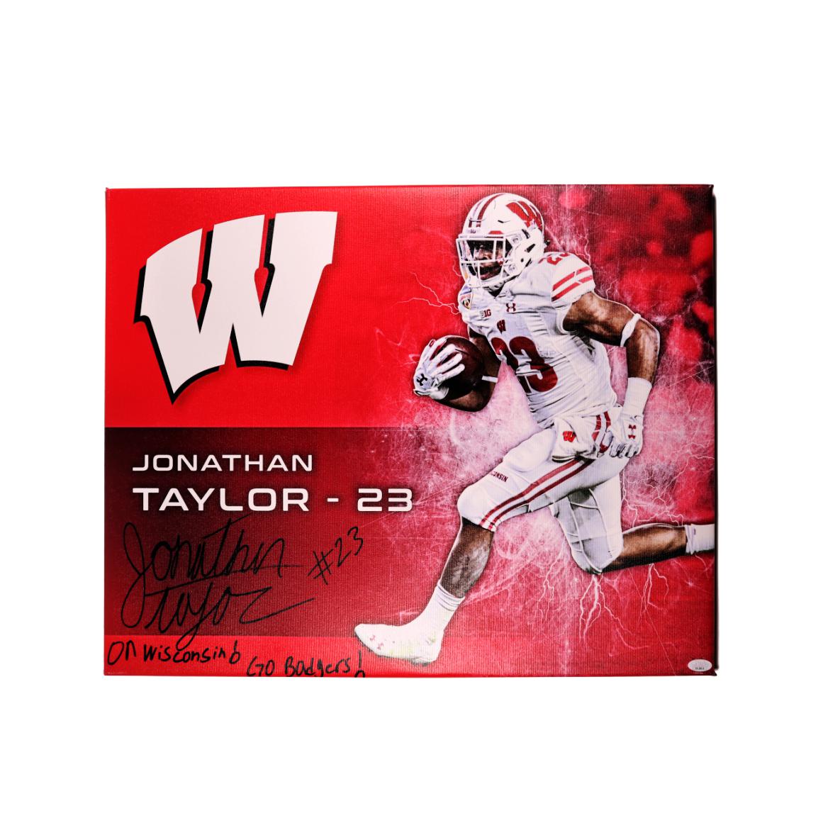 Jonathan Taylor Signed 20x24 Stretched Canvas Wisconsin Autographed JSA COA 3