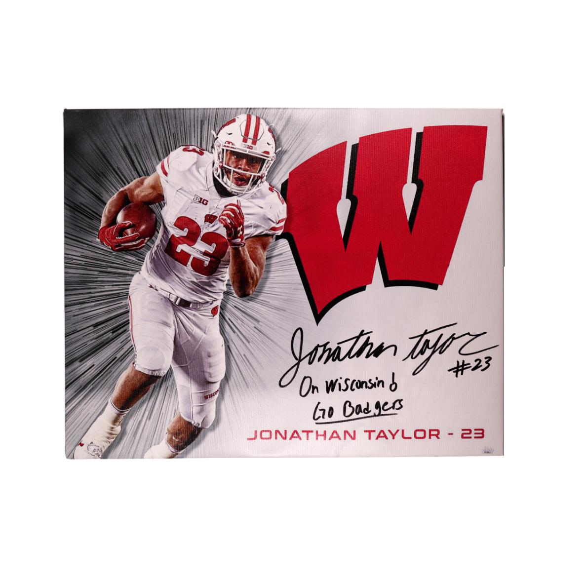 Jonathan Taylor Signed 20x24 Stretched Canvas Wisconsin Autographed JSA COA