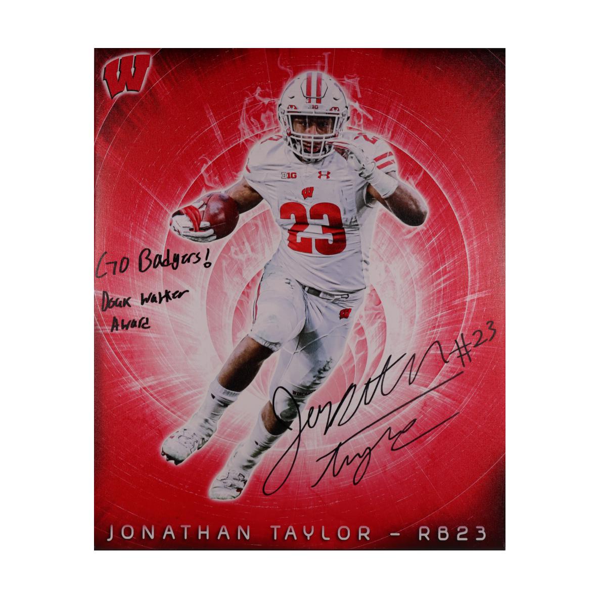 Jonathan Taylor Signed 20x25 Stretched Canvas Wisconsin Autographed JSA COA 2