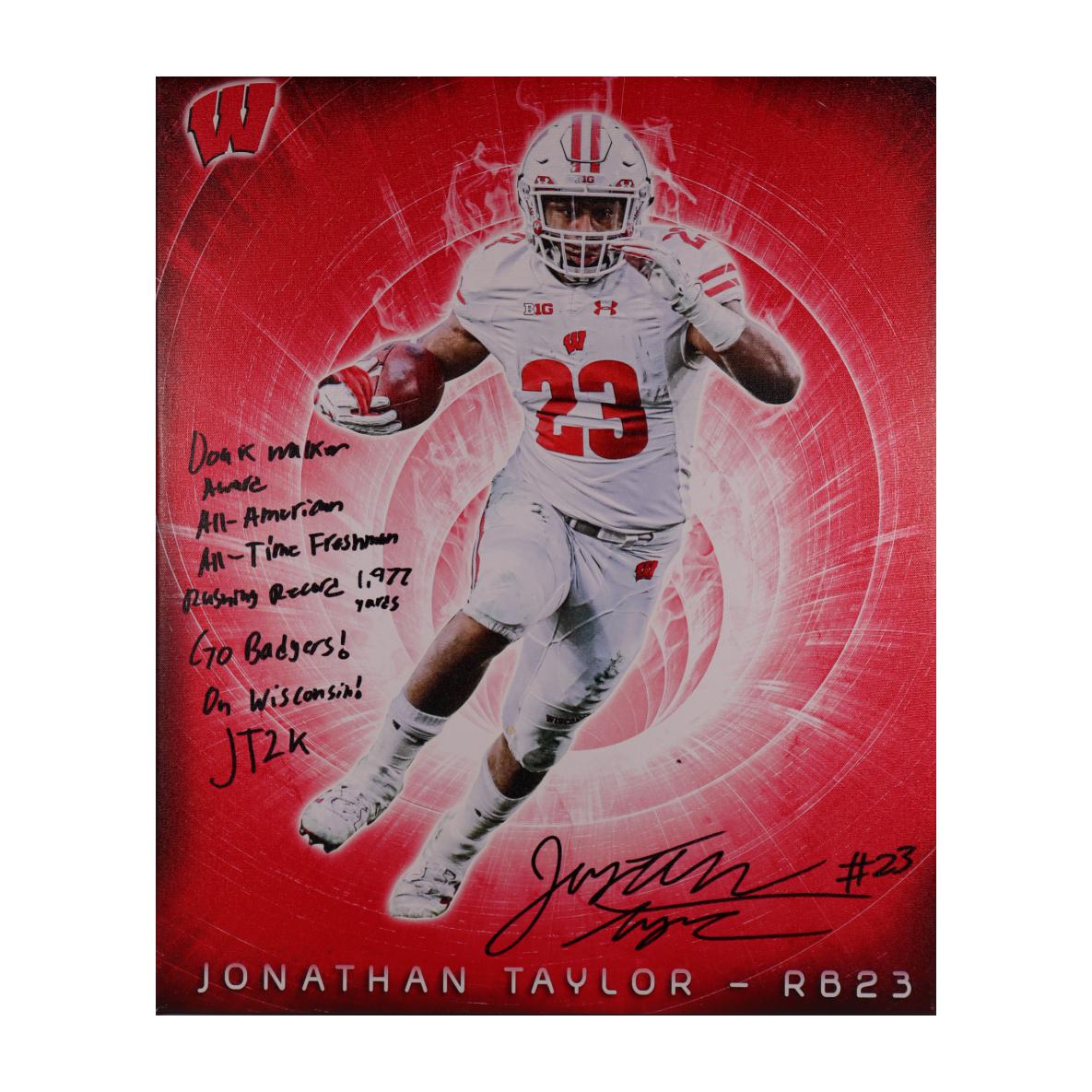 Jonathan Taylor Signed 20x25 Stretched Canvas Wisconsin Autographed JSA COA