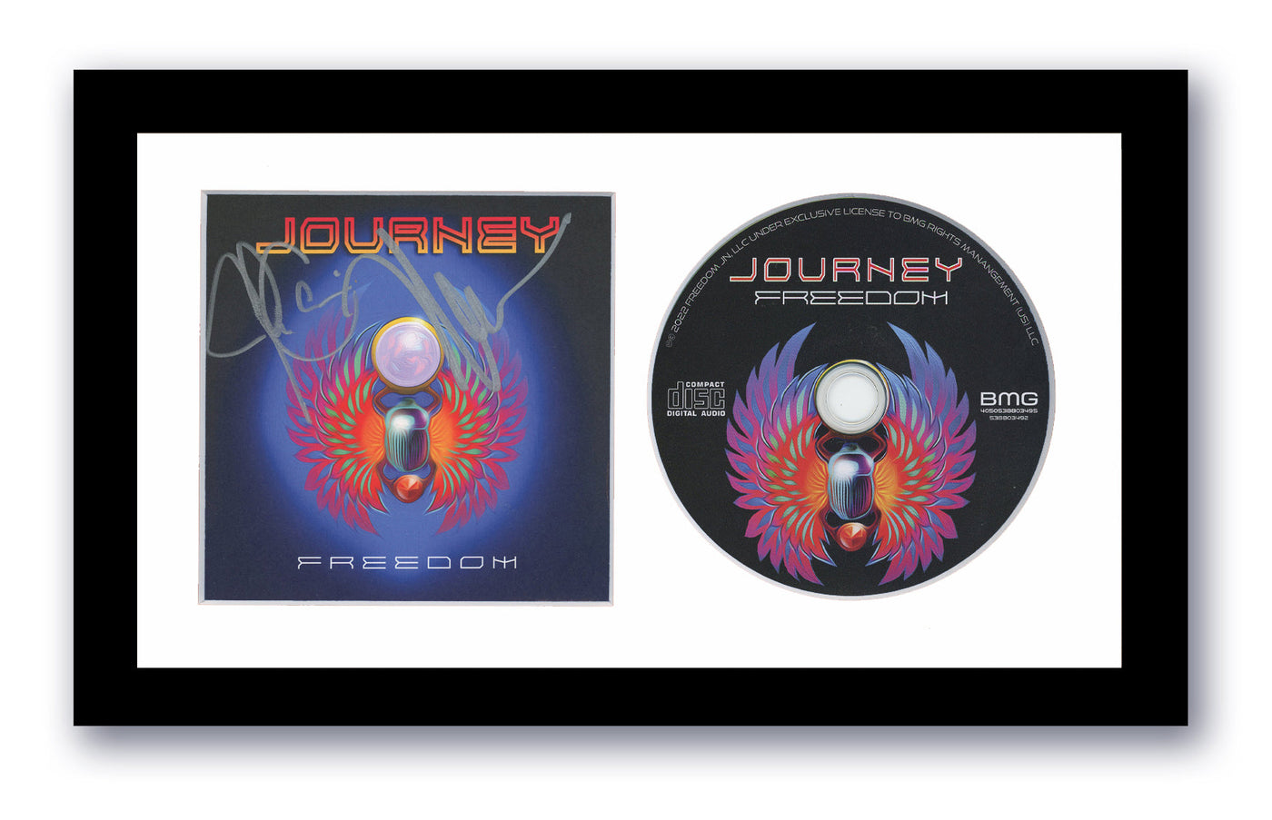 Journey Autographed Signed 7x12 Custom Framed CD Freedom Schon Cain ACOA