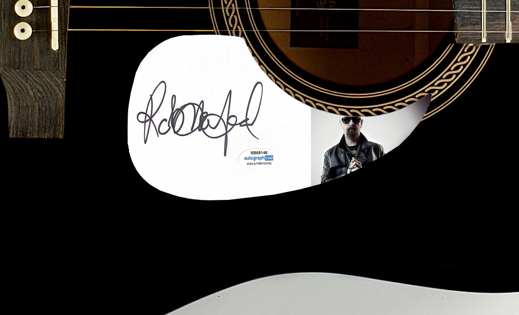 Judas Priest Rob Halford Autographed Signed Acoustic Black Guitar