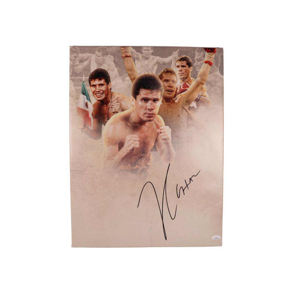 Julio Cesar Chavez Signed 16x21 Stretched Canvas Boxing Autographed JSA