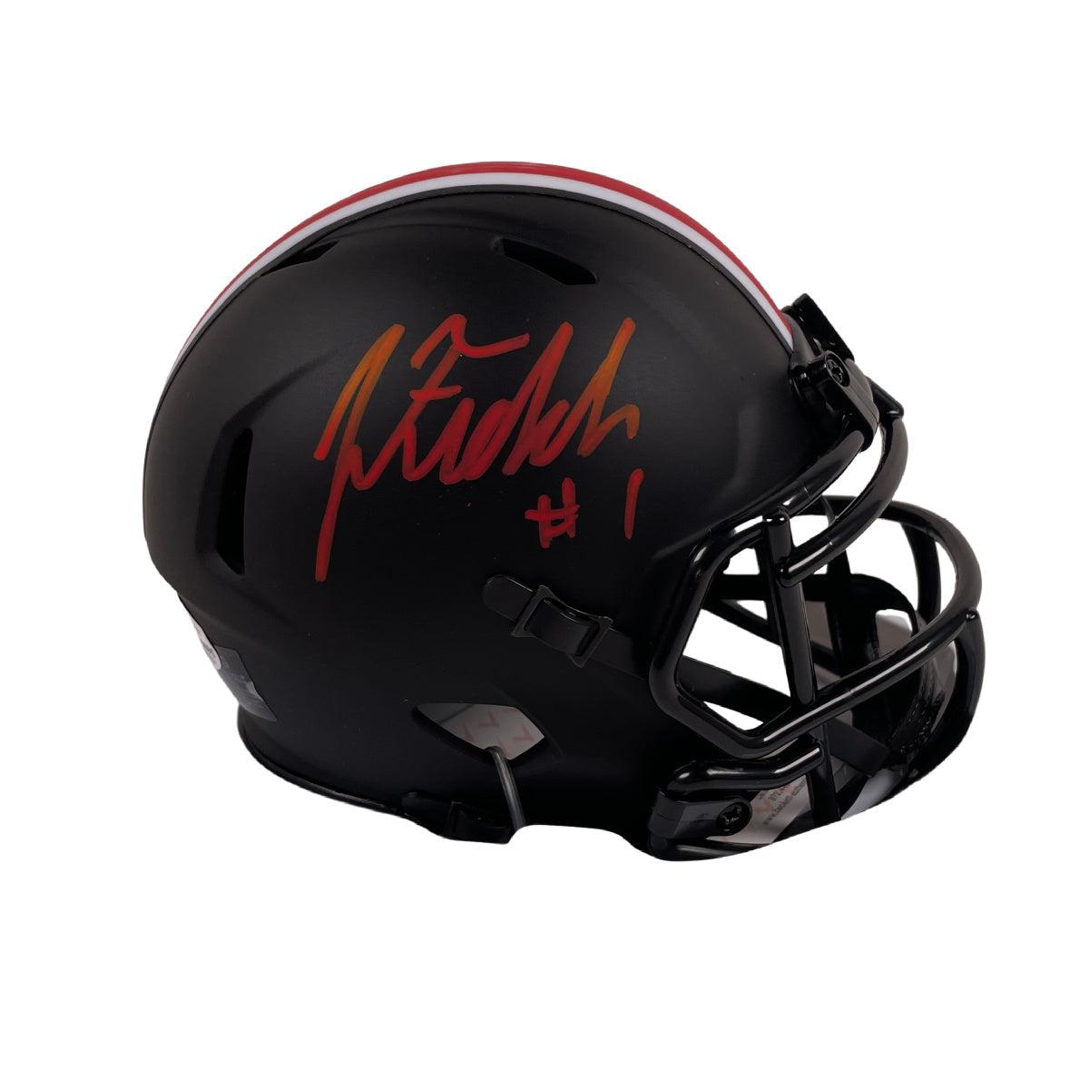 Justin Fields Autographed Ohio State Eclipse Mini Football Helmet - BAS COA
