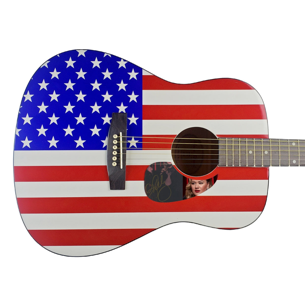 Kelly Clarkson Autographed Signed USA Flag Acoustic Guitar American Idol ACOA