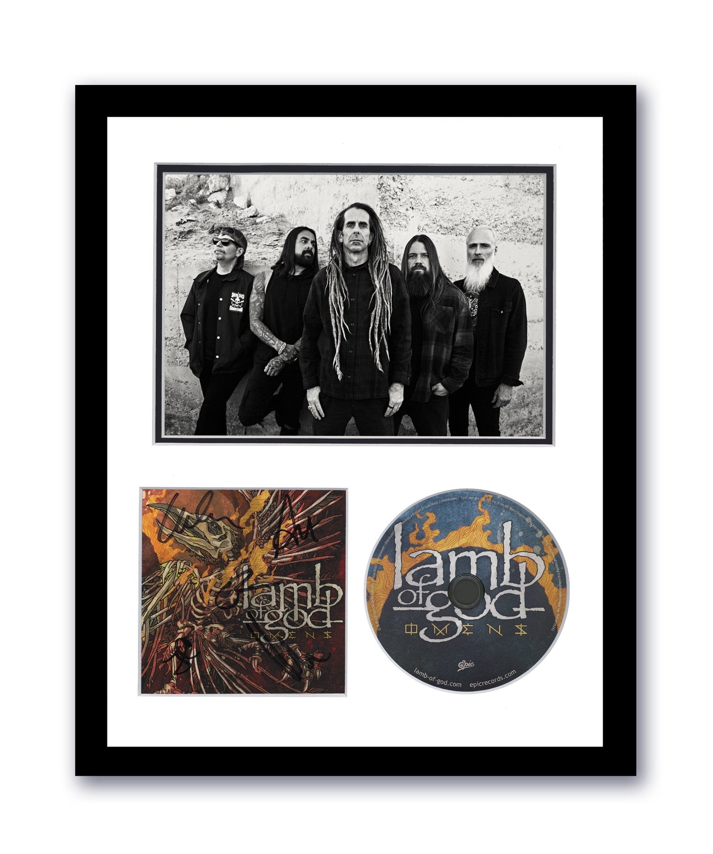 Lamb Of God Autographed Signed 11x14 Custom Framed CD Omens ACOA