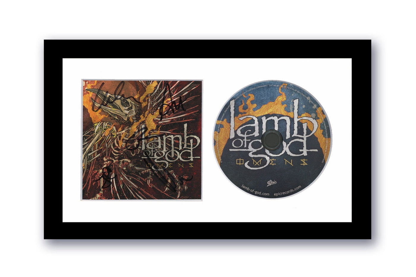 Lamb Of God Autographed Signed 7x12 Custom Framed CD Omens ACOA