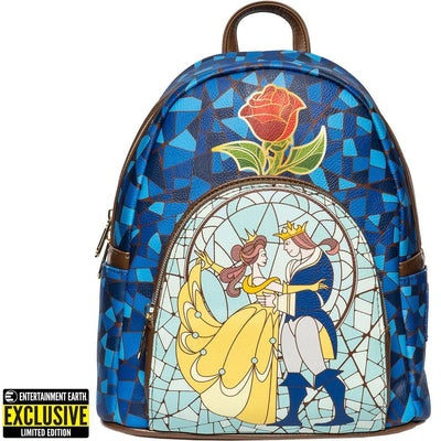 Loungefly Beauty and the Beast Stained-Glass Window Mini-Backpack - Entertainment Earth Exclusive | Officially Licensed