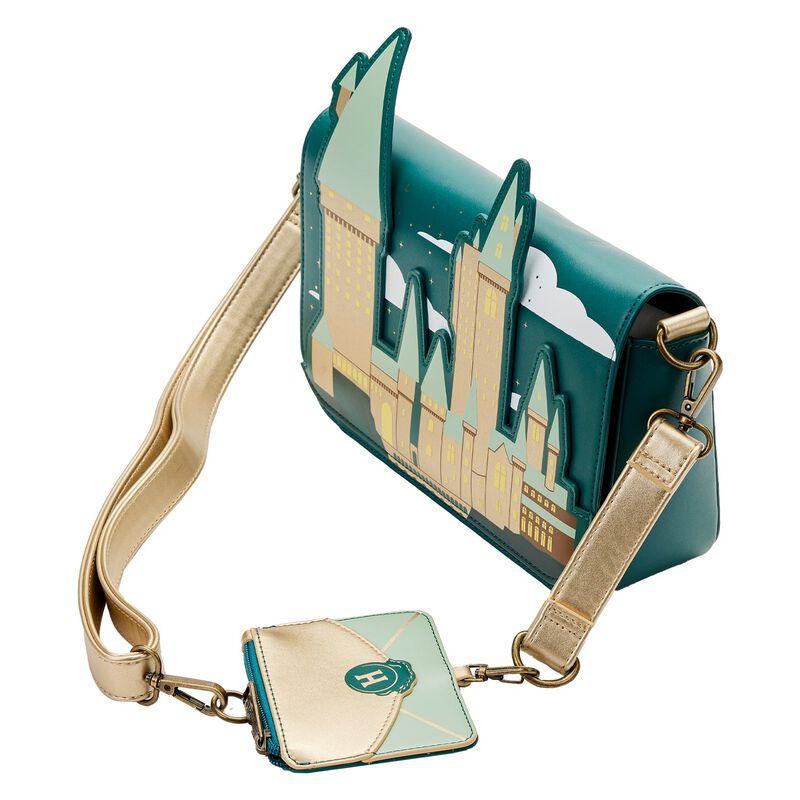 Loungefly Harry Potter Golden Hogwarts Castle Crossbody Bag