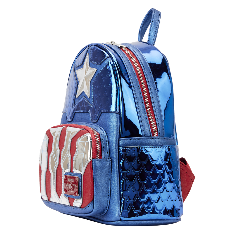 Loungefly Marvel Metallic Captain America Cosplay Mini Backpack | Officially Licensed