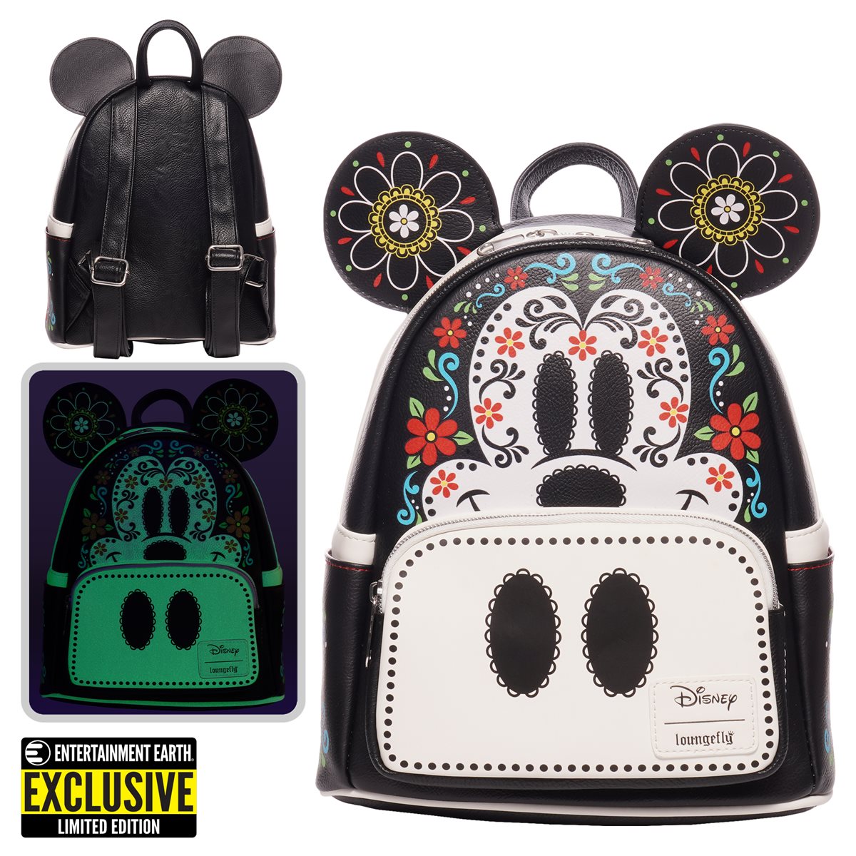 Loungefly Mickey Mouse Dia de los Muertos Sugar Skull Mickey Mini-Backpack